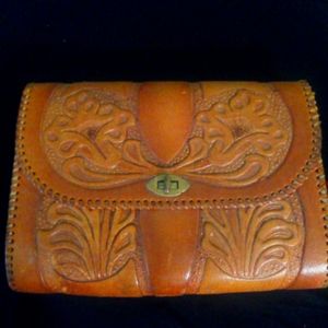 Vintage Hand-Tooled Leather Shoulder Bag